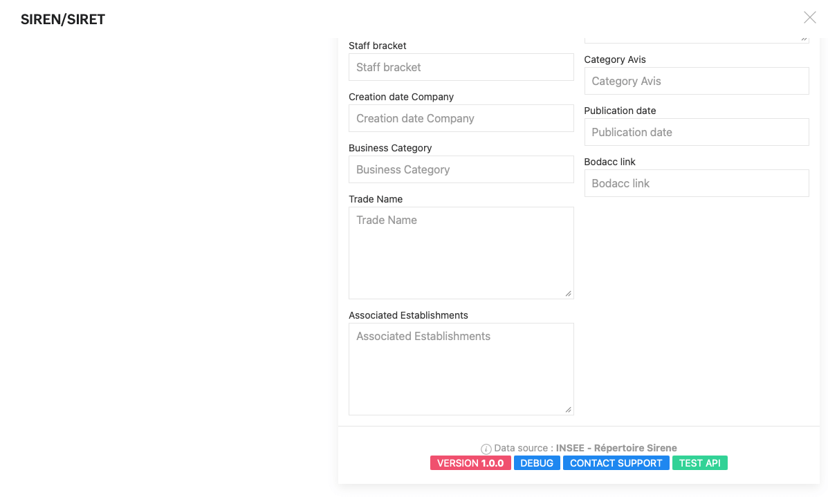 Lexolia SIREN-SIRET for Zoho CRM - Support