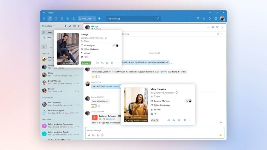 Zoho Trident : “Fiche contact” : parce que vous n’êtes pas censé deviner avec qui vous parlez