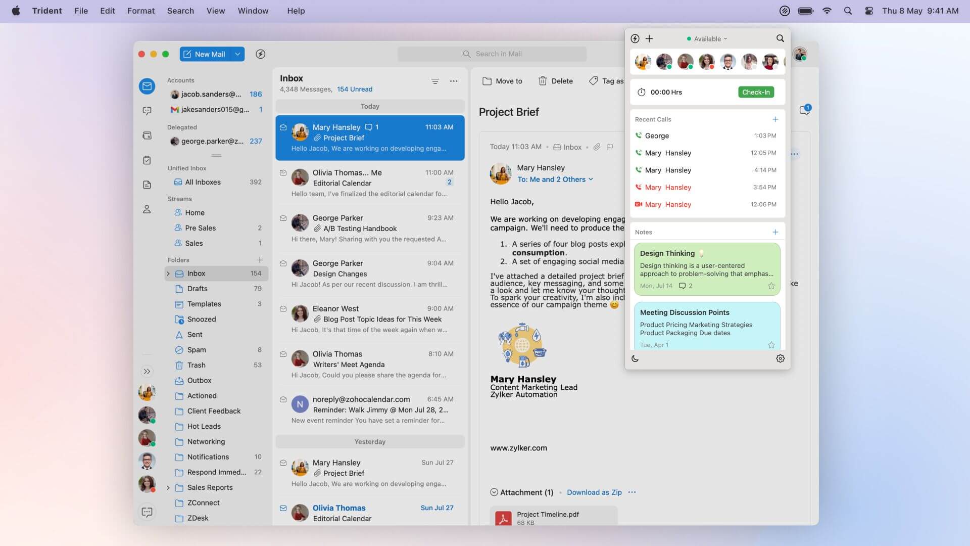 Zoho Trident : Une idée soudaine ? Le Menu Bar App (macOS) est là pour ça